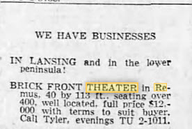 Bryce Theatre - UP FOR SALE JAN 30 1958
